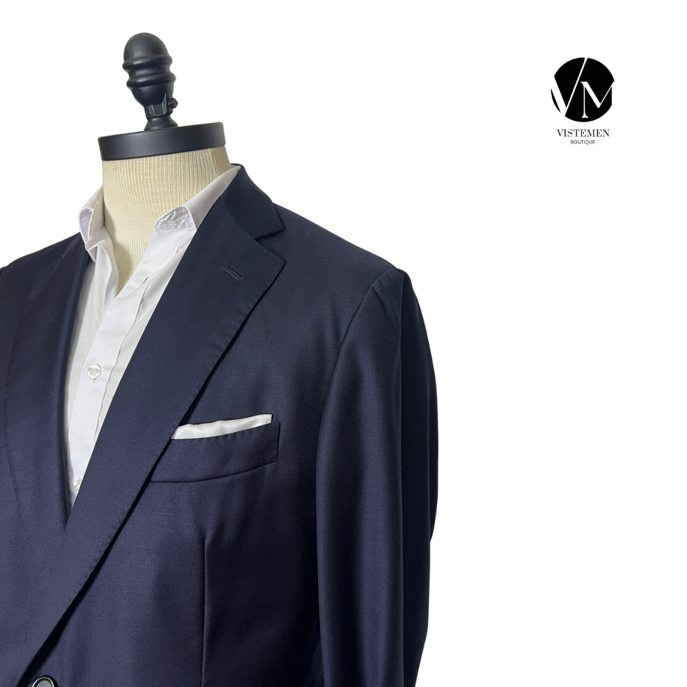 Blazer de Lana Azul Oscuro Slim Fit | Calidad Superior | Talla L (50) | Vistemen
