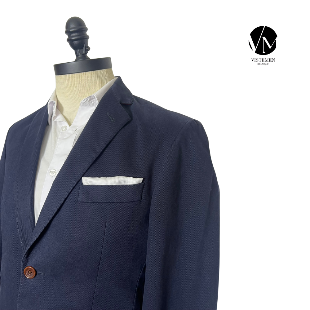 Blazer Crew Clothing Skinny Fit Azul Marino de Algodón | Estilo Costero Casual | Talla S (46) | Vistemen