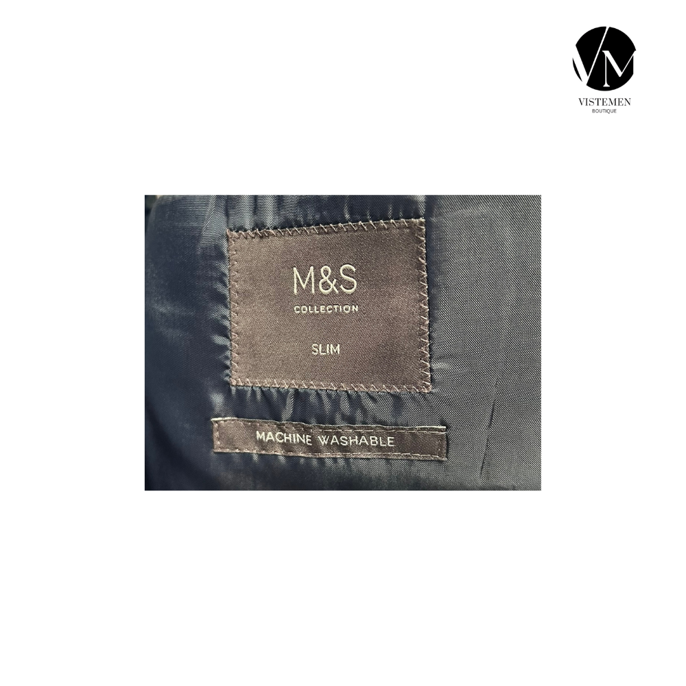 Blazer M&S Slim Fit Azul Oscuro | Largo Moderno | Talla L (50) | Vistemen