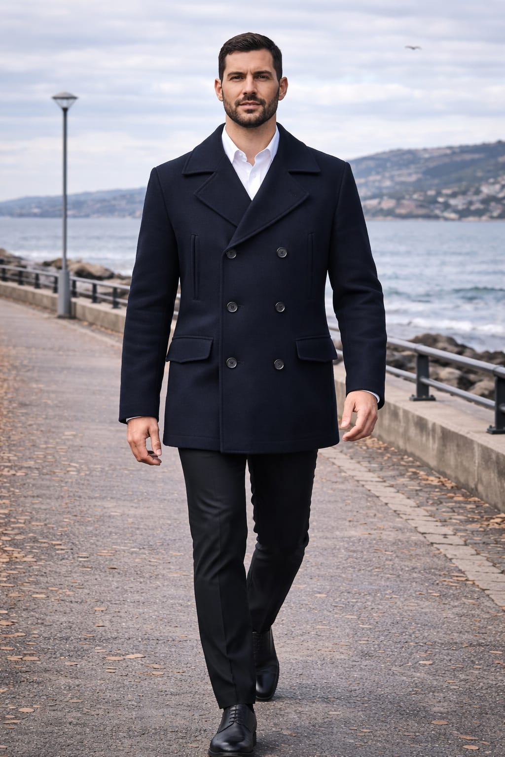 Abrigo Cruzado Lana Azul Marino | Corte Distintivo | Talla M (48) | Vistemen
