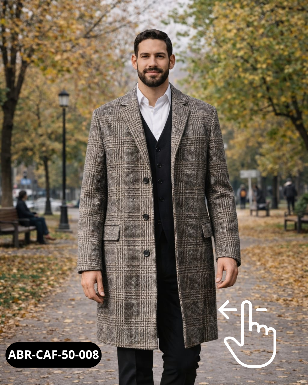 Abrigo Lana Café Cuadrillé | Diseño Clásico | Talla L (50) | Vistemen