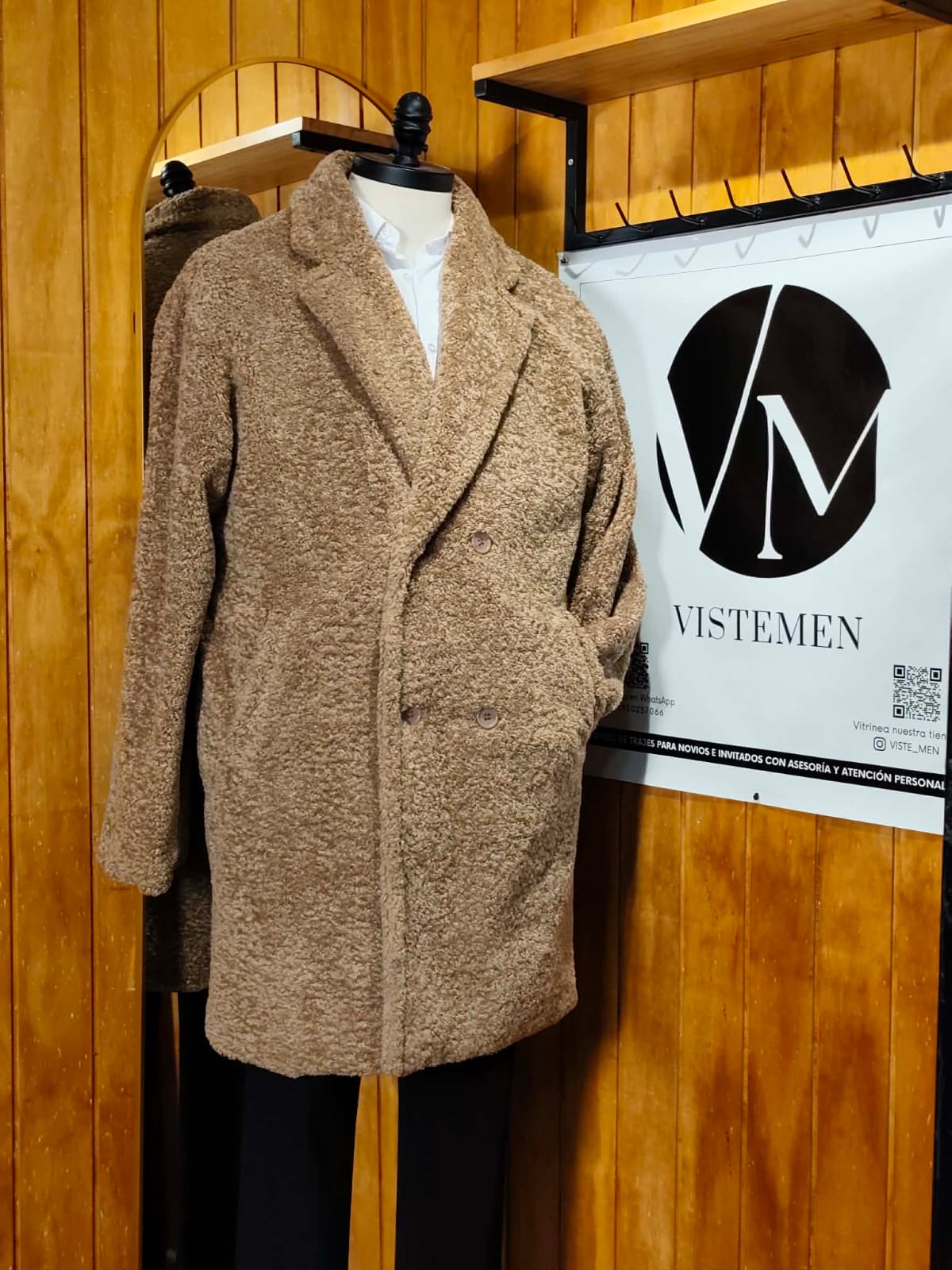 Abrigo Sherpa Lana Café Claro | Estilo Distintivo | Talla XL (52) | Vistemen