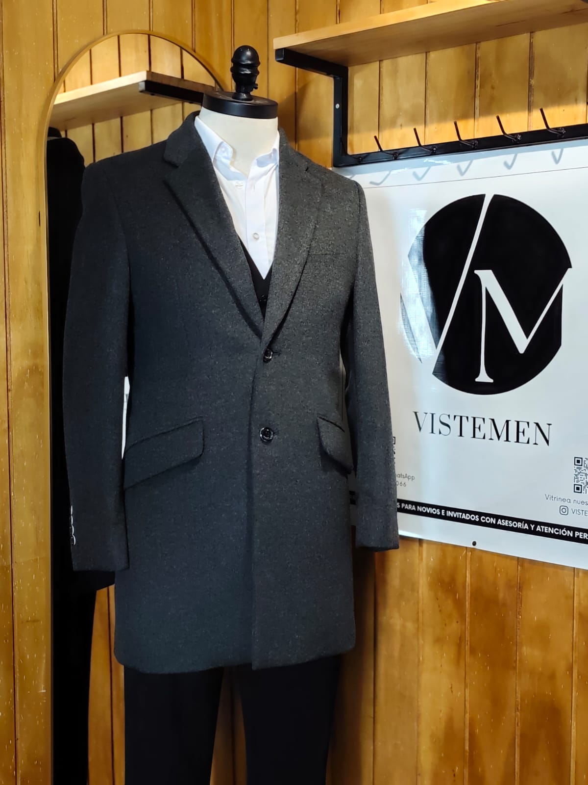 Abrigo Lana y Cashmere Gris | Talla XS (44) | Lujo Suave | Vistemen