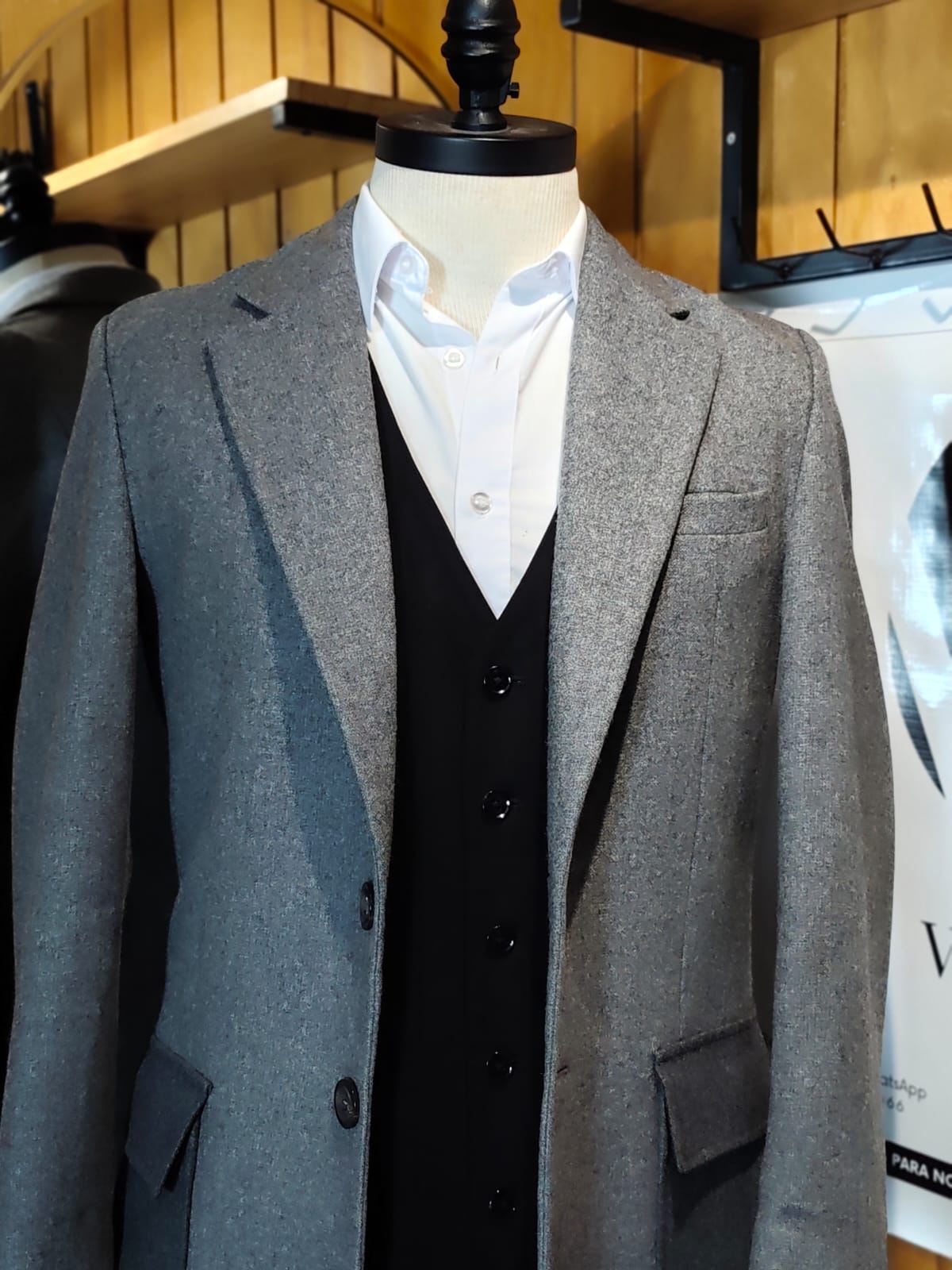 Abrigo Lana Gris | Carteras Gris Oscuro | Talla XS (44) | Vistemen