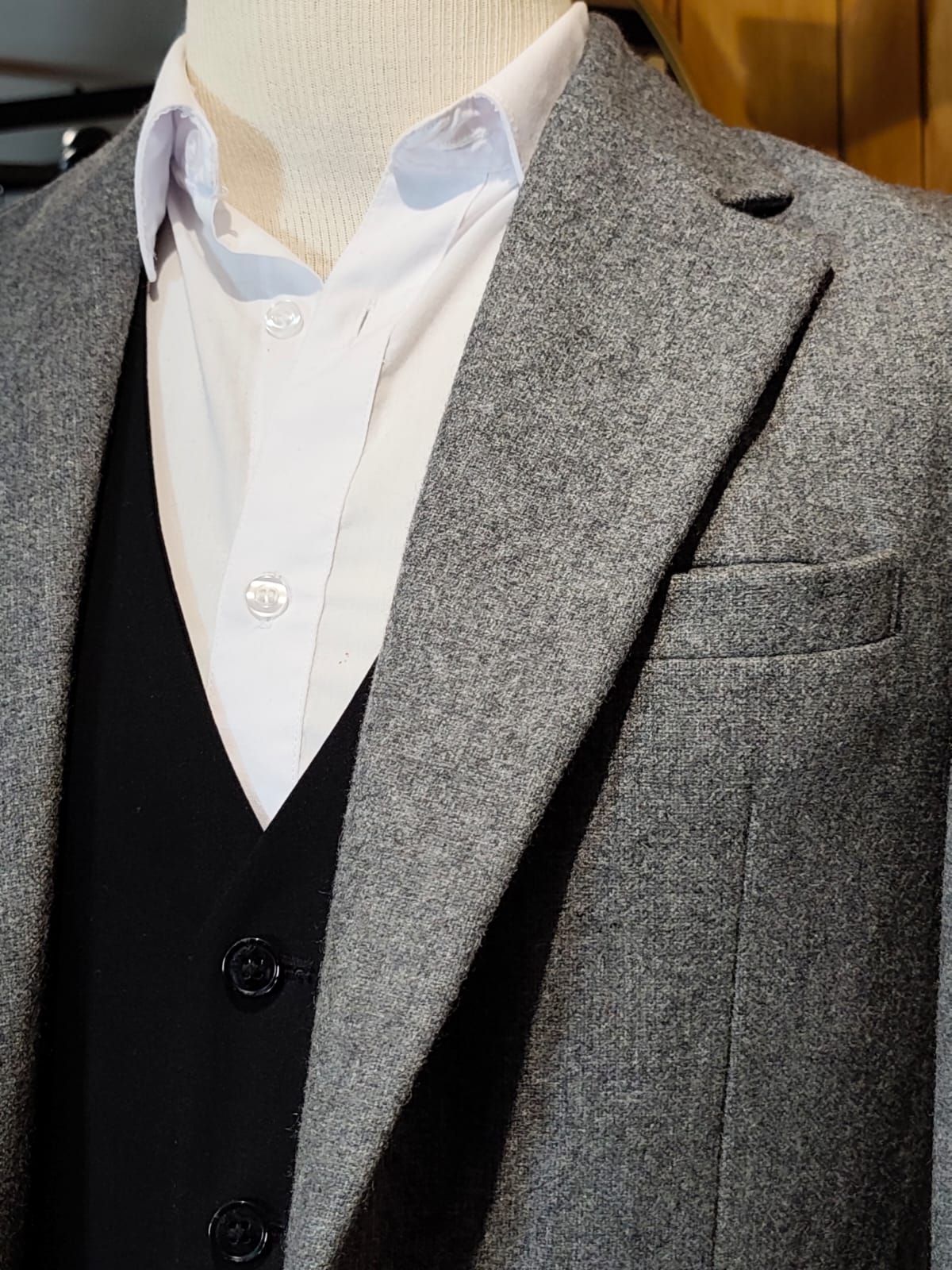 Abrigo Lana Gris | Carteras Gris Oscuro | Talla XS (44) | Vistemen
