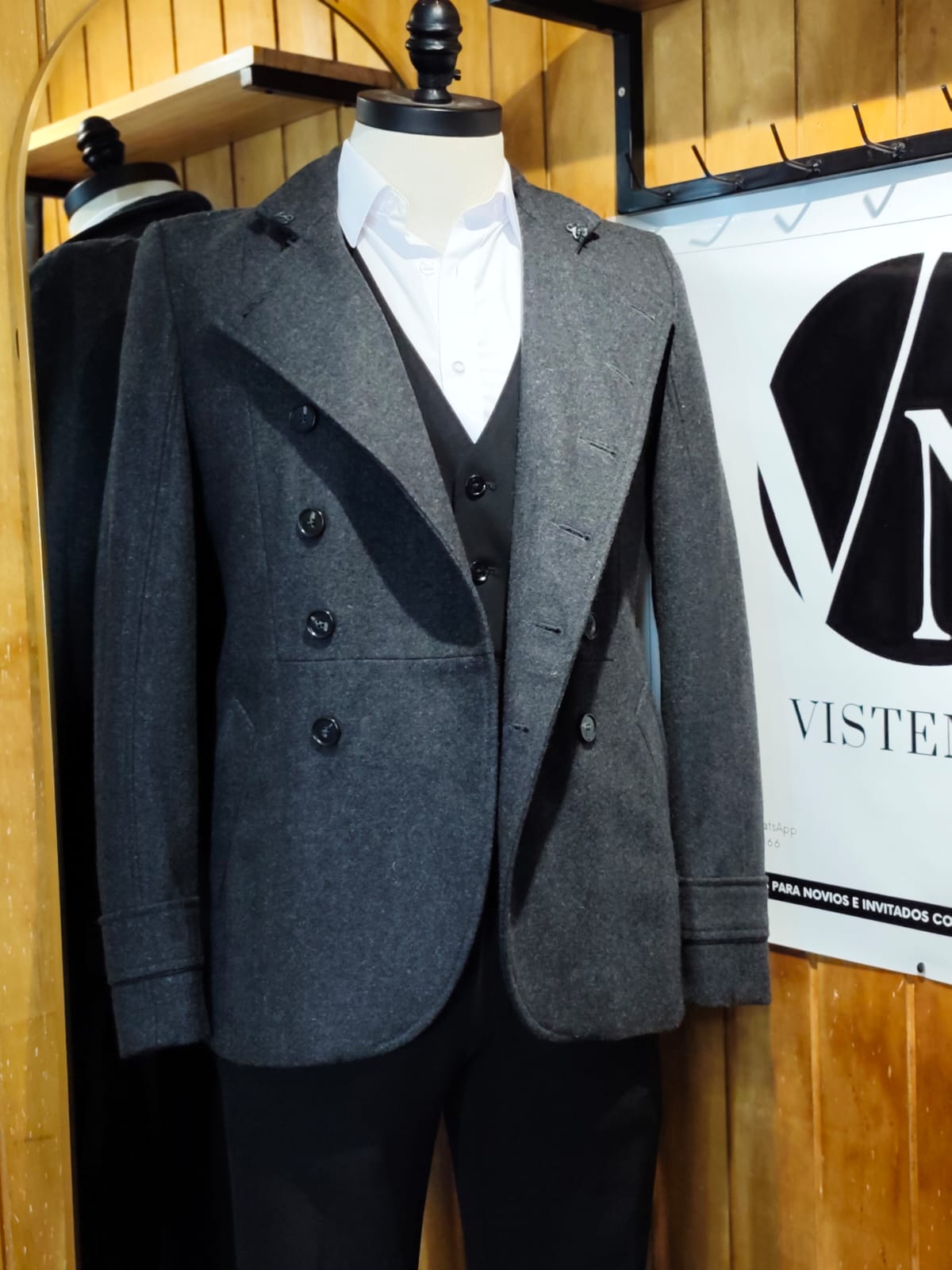 Abrigo Corto River Island Lana Gris | Talla XS (44) | Vistemen