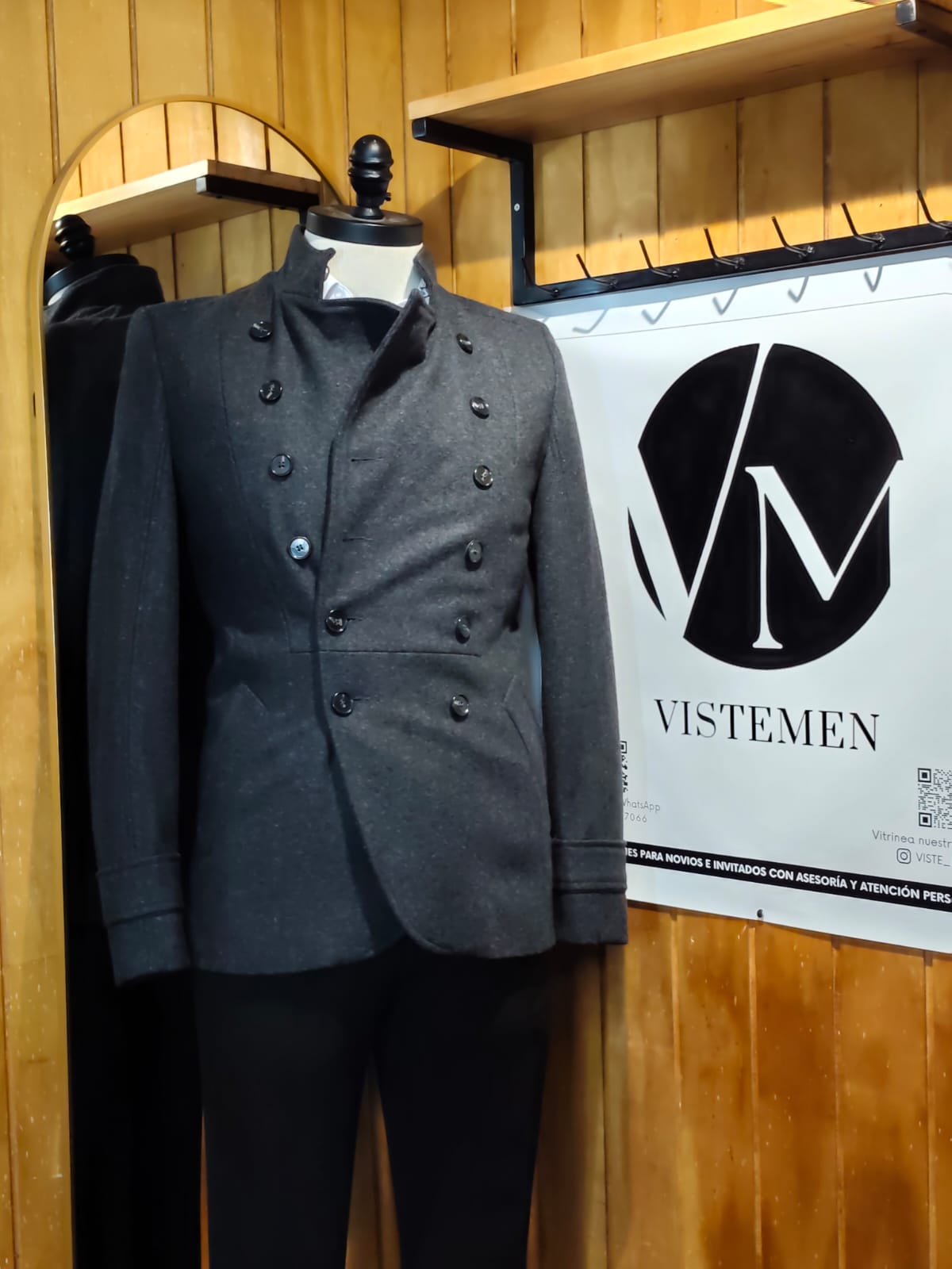 Abrigo Corto River Island Lana Gris | Talla XS (44) | Vistemen
