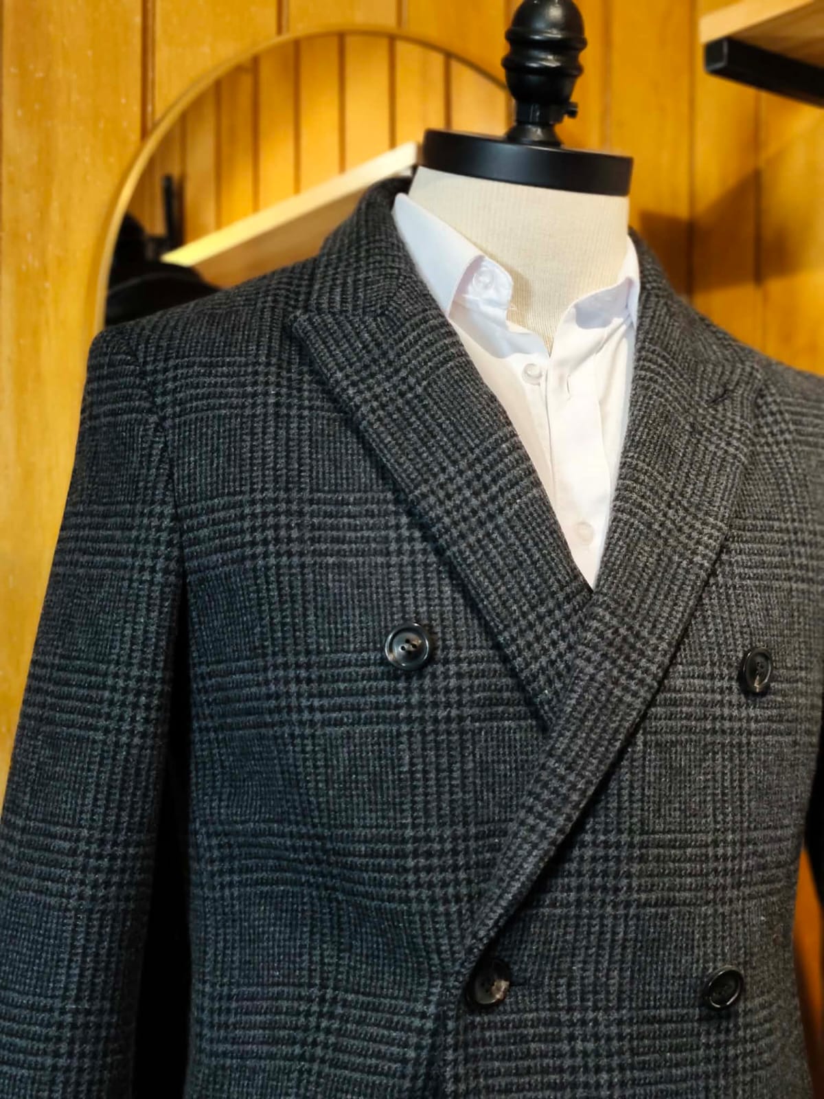 Abrigo Giordano Lana Gris | Cuadrillé Cruzado | Talla S (46) | Vistemen