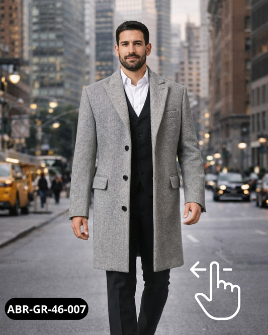 Abrigo Lana Gris Espiga de Trigo | Talla S (46) | Vistemen