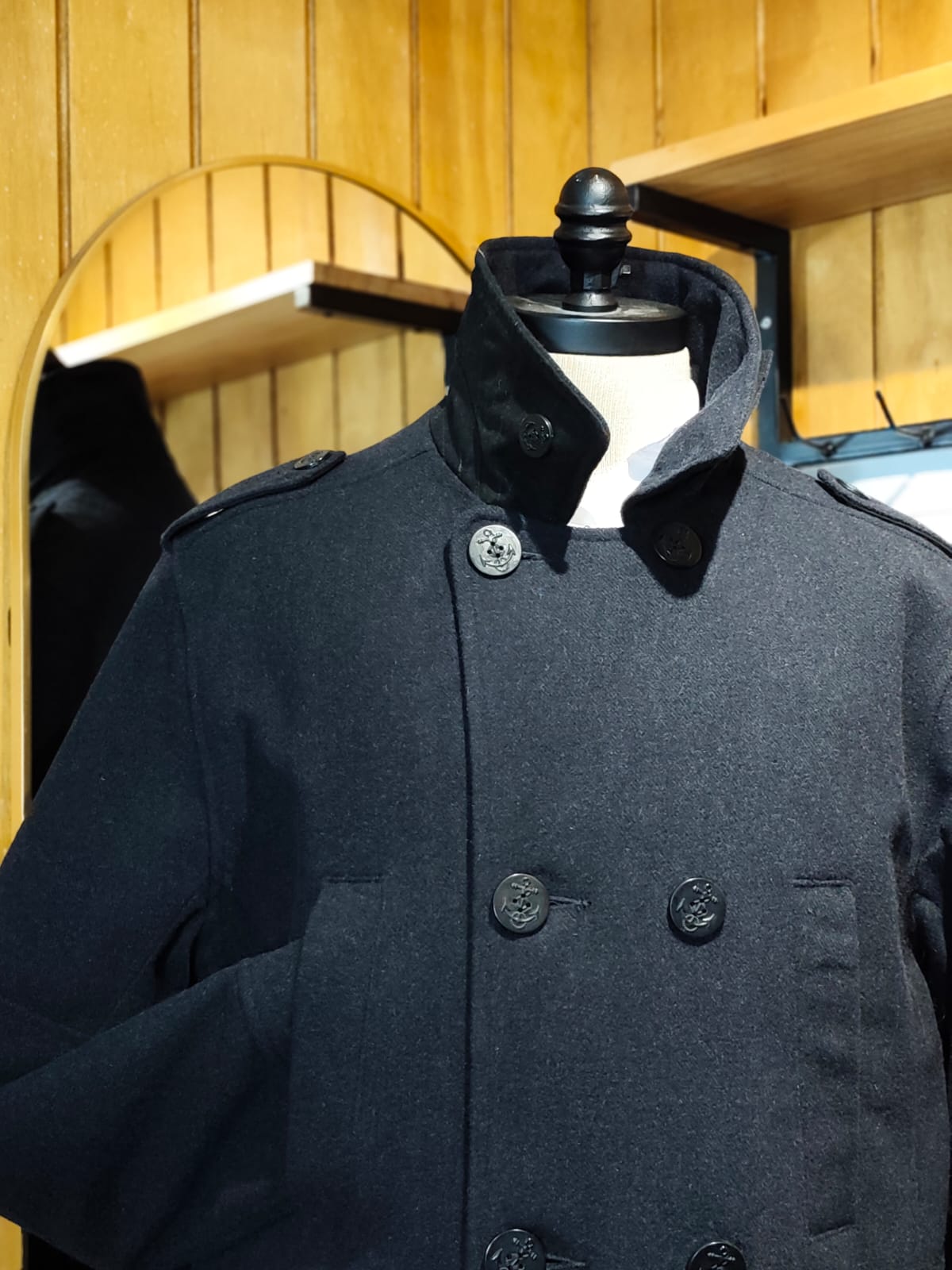 Abrigo Next Chaquetón Marino Cruzado | Lana Gris Oscuro | Talla L (50) | Vistemen