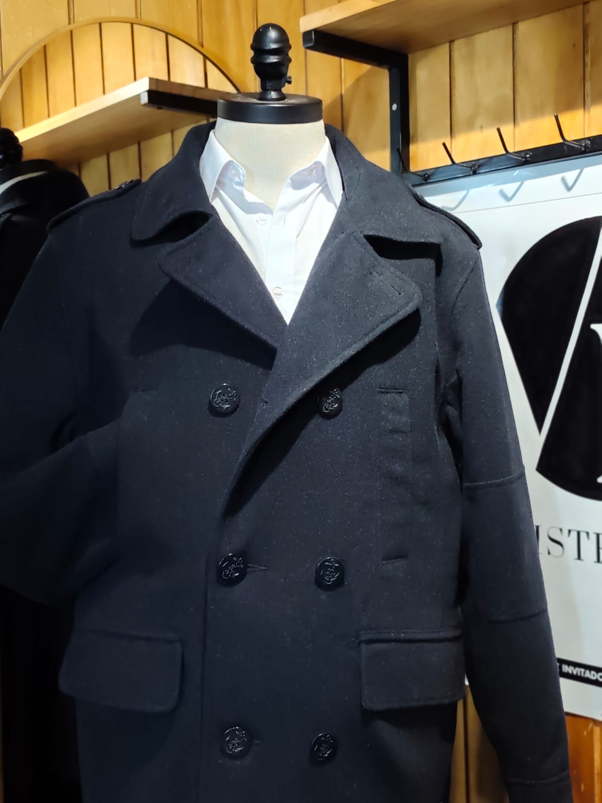 Abrigo Next Chaquetón Marino Cruzado | Lana Gris Oscuro | Talla L (50) | Vistemen