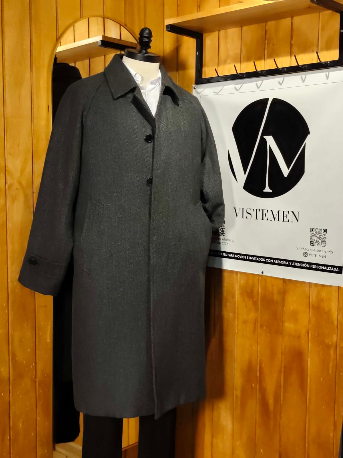 Abrigo Tweed Gris Oscuro | Corte Largo | Talla 52-54 (XL/2XL) | Vistemen
