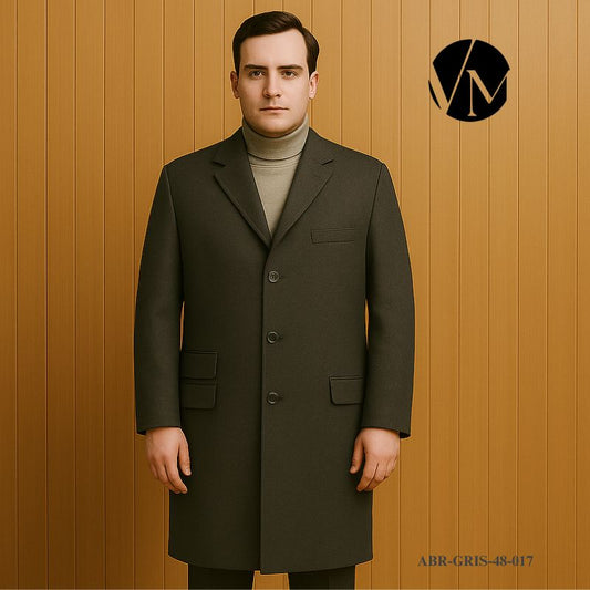 Abrigo Gris Largo Jeff Banks London Lana y Cashmere Talla 48 - Prenda Única