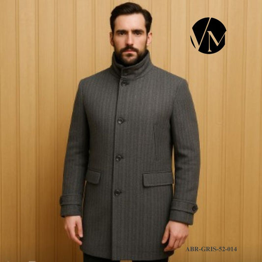 Abrigo Tweed Gris con Negro Talla 52 - Prenda Única