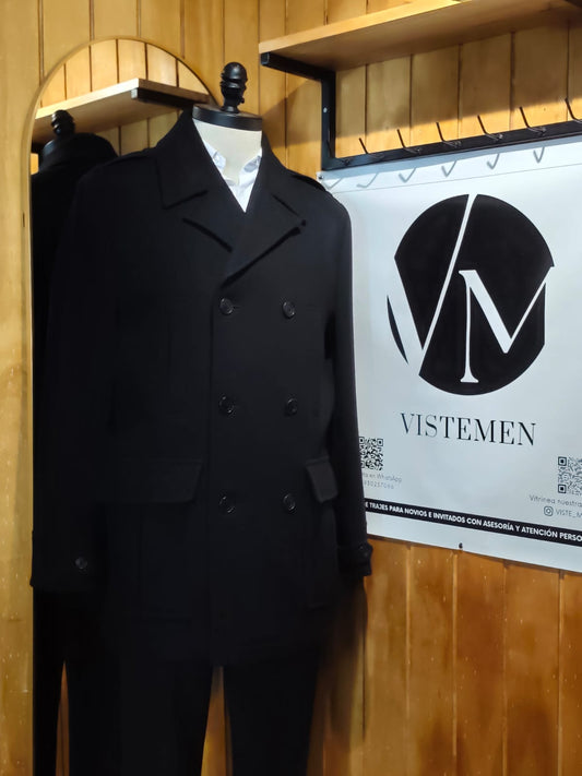 Abrigo Burton Lana Negra | Cruzado Clásico | Talla M (48) | Vistemen