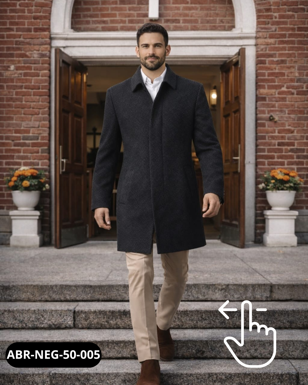 Abrigo French Connection Lana Negra | Diseño Exclusivo | Talla L (50) | Vistemen