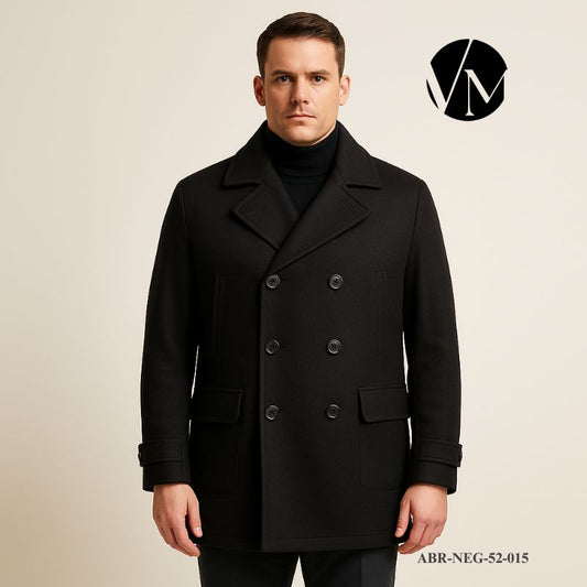 Abrigo Negro Marinero Doble Cuello Yorn Talla 52 - Prenda Única