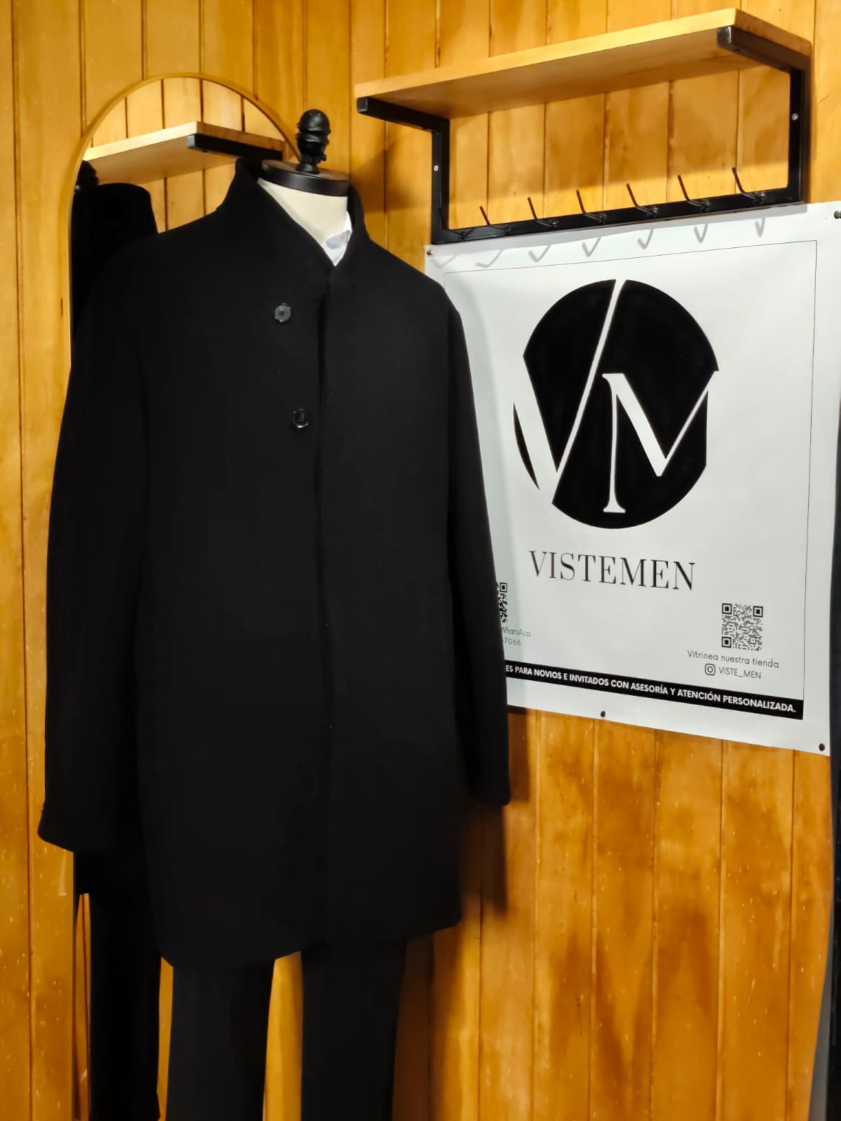 Abrigo Jack & Jones Lana Negra | Cuello Alto | Talla XL (52) | Vistemen