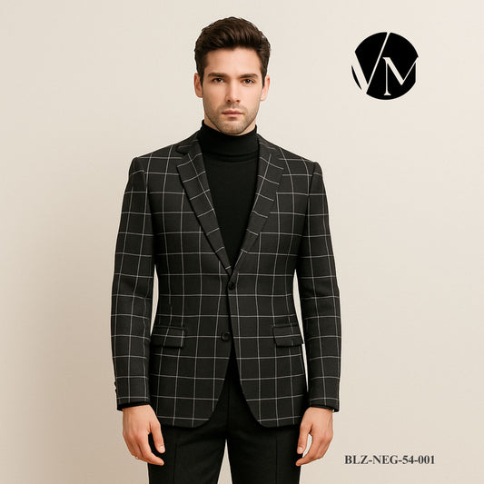 Blazer Exclusivo Topman Cuadrillé Negro - Talla 54 Regular - ¡Pieza Única de Colección!