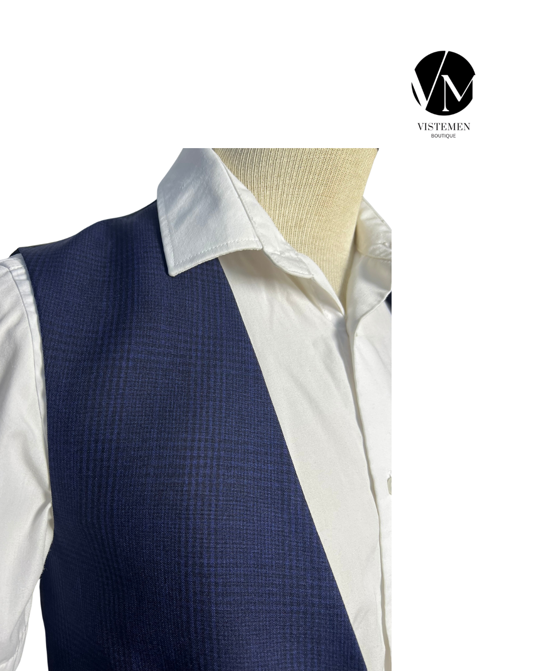 Gilet Next Azul Oscuro Cuadrillé | Talla XS (44) | Formal Exclusivo | Vistemen
