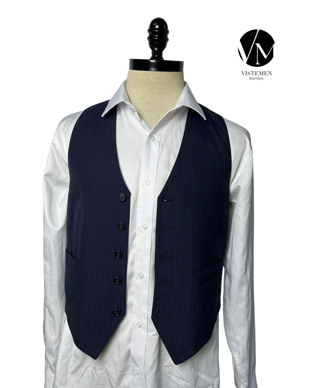 Gilet Azul Oscuro Wool Blend | Talla XS (44) | Formal Exclusivo | Vistemen