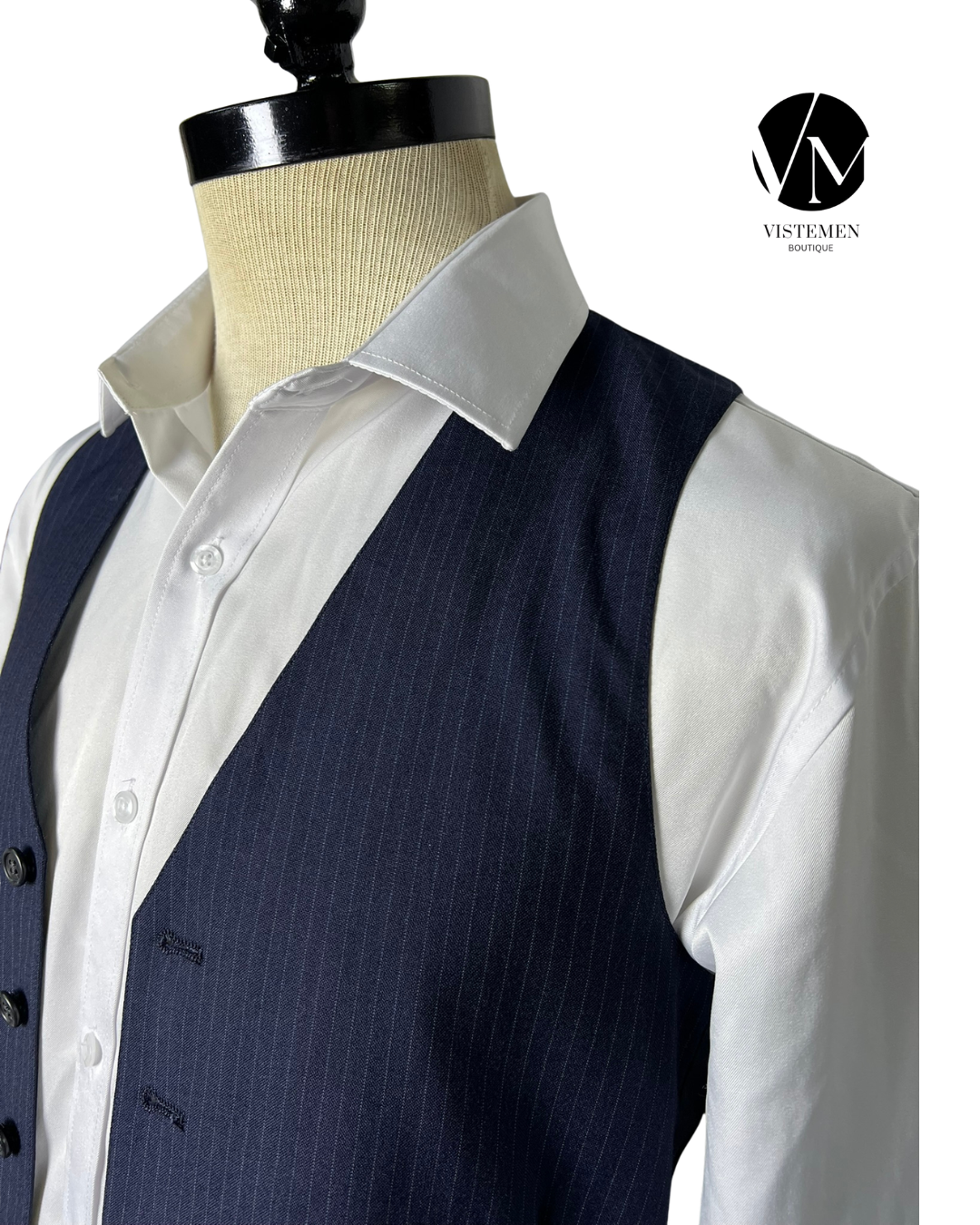 Gilet Azul Oscuro Wool Blend | Talla XS (44) | Formal Exclusivo | Vistemen