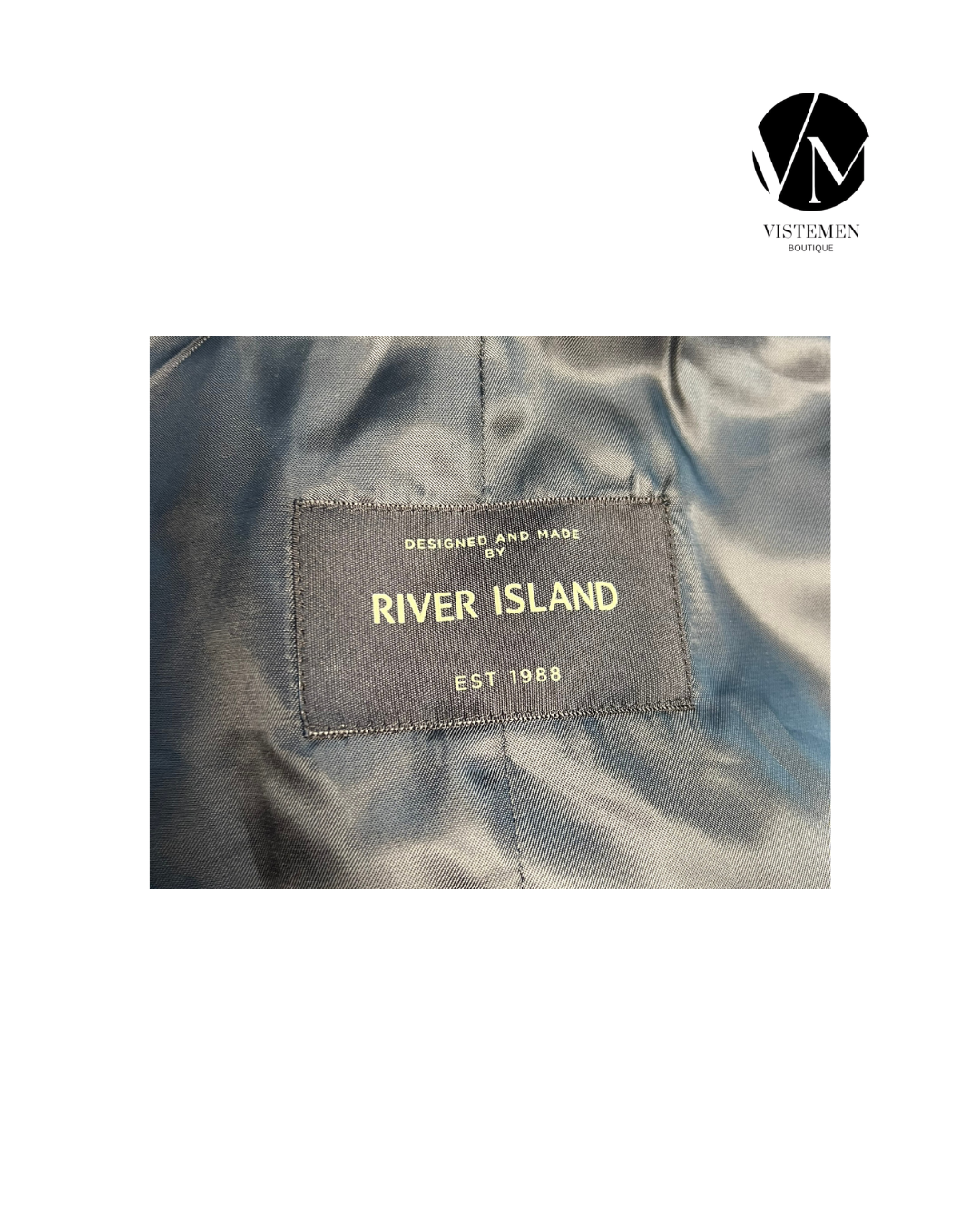 Gilet River Island Tweed Azul Oscuro | Estilo Espiga | Talla M (48) | Vistemen