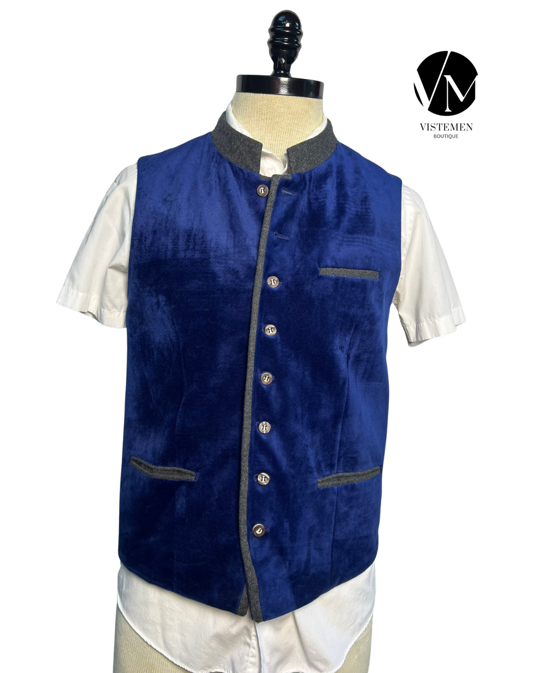 Gilet Livergy de Terciopelo Azul | Elegancia Sofisticada | Talla M (48) | Vistemen