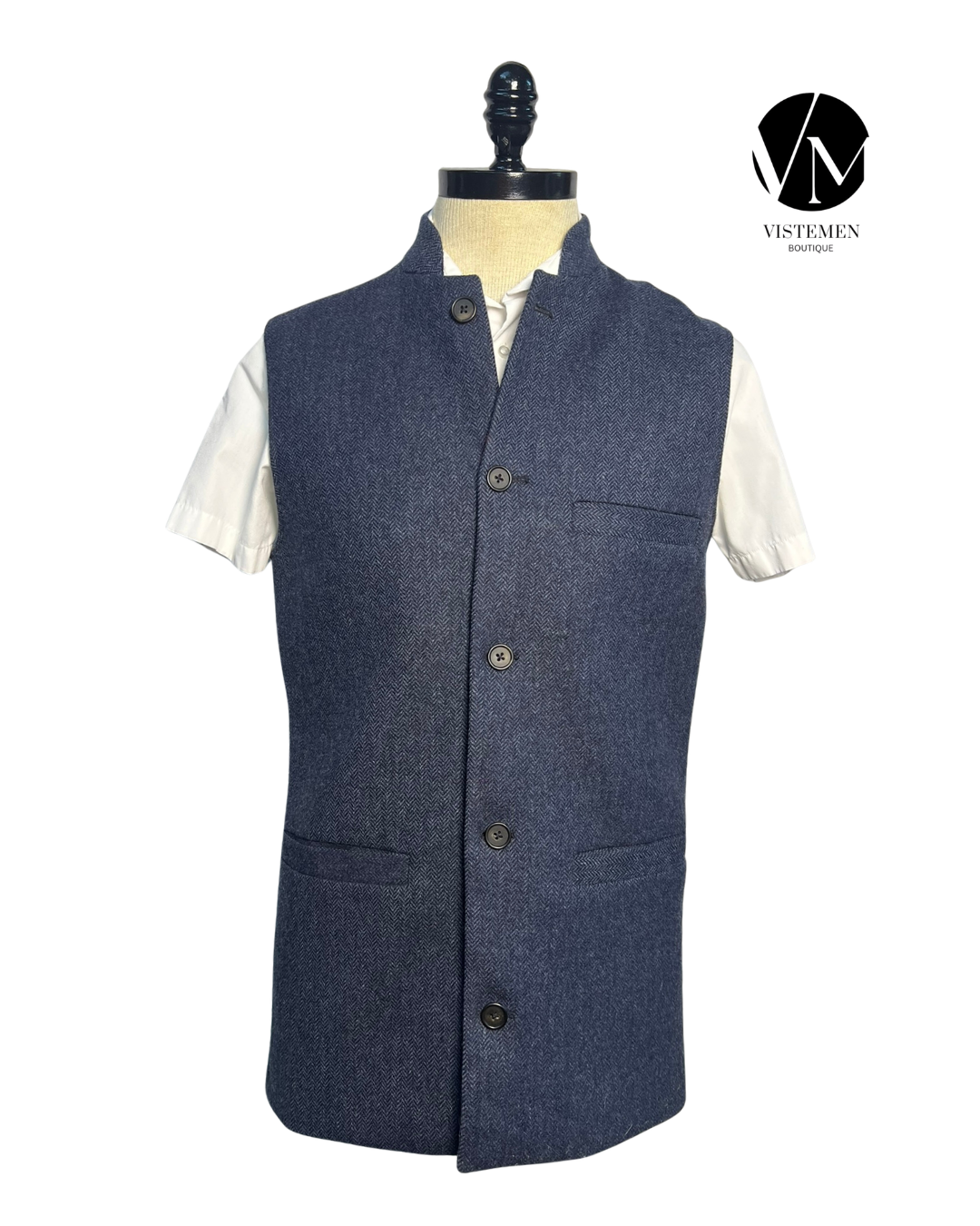 Gilet Joseph Turner Tweed Azul Oscuro | Espiga Larga | Talla M (48) | Vistemen