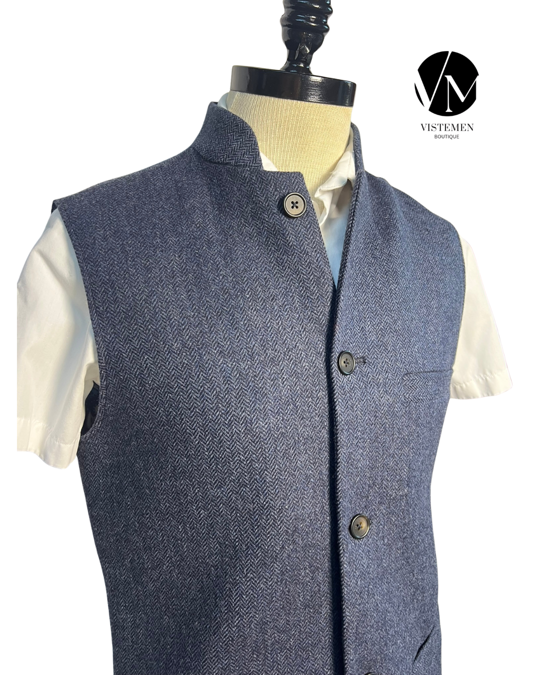 Gilet Joseph Turner Tweed Azul Oscuro | Espiga Larga | Talla M (48) | Vistemen
