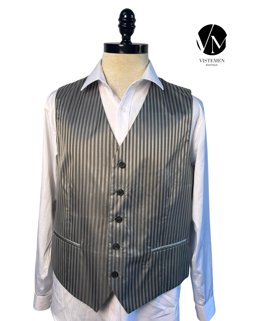 Gilet Travel Master Gris Rayas | Estilo Gala | Talla Especial 26 / L (50) | Vistemen