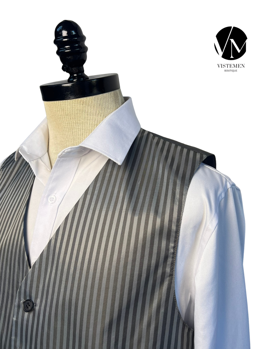 Gilet Travel Master Gris Rayas | Estilo Gala | Talla Especial 26 / L (50) | Vistemen