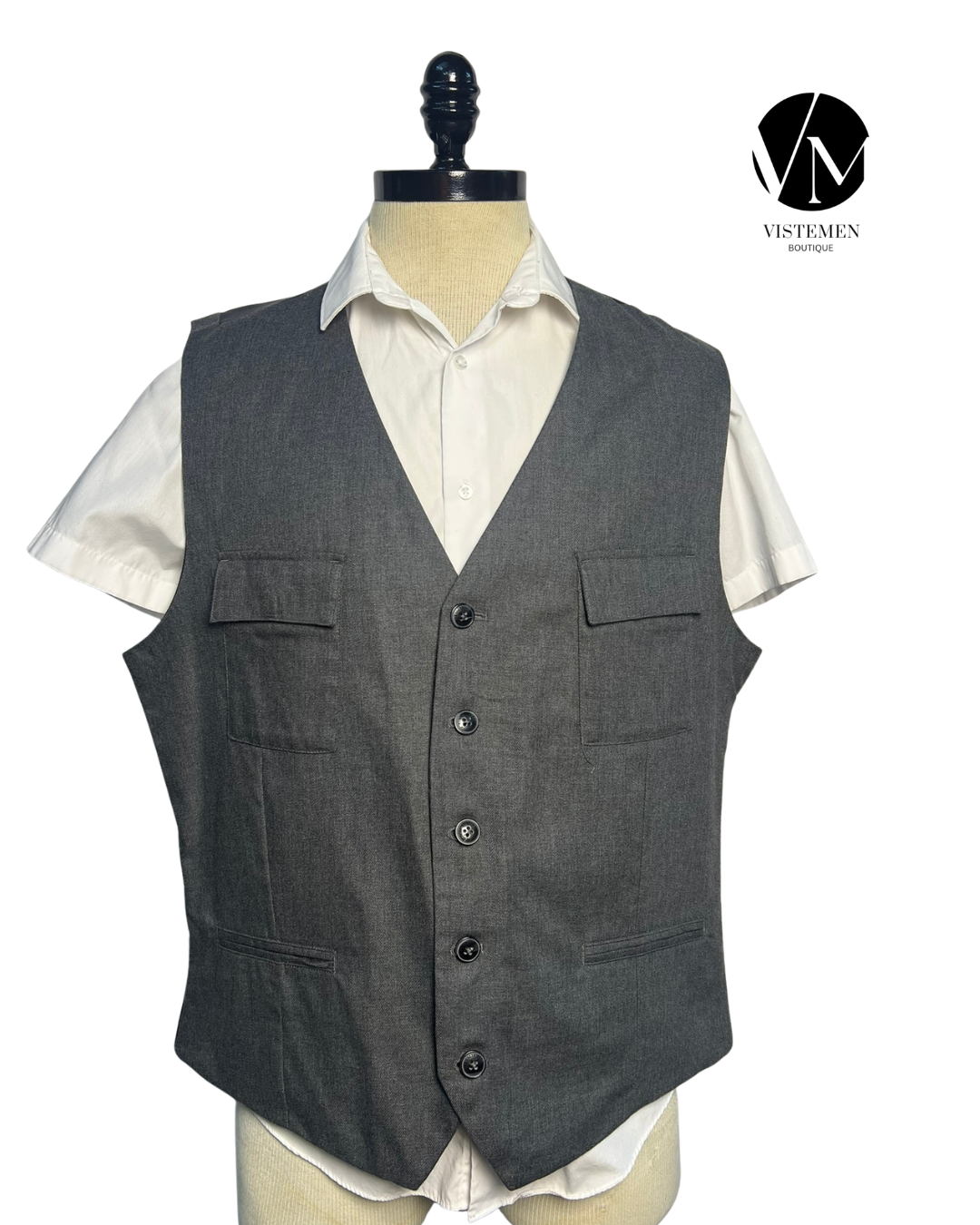 Gilet Kenneth Cole Algodón Gris Oscuro | Talla XXL (54) | Formal Casual | Vistemen
