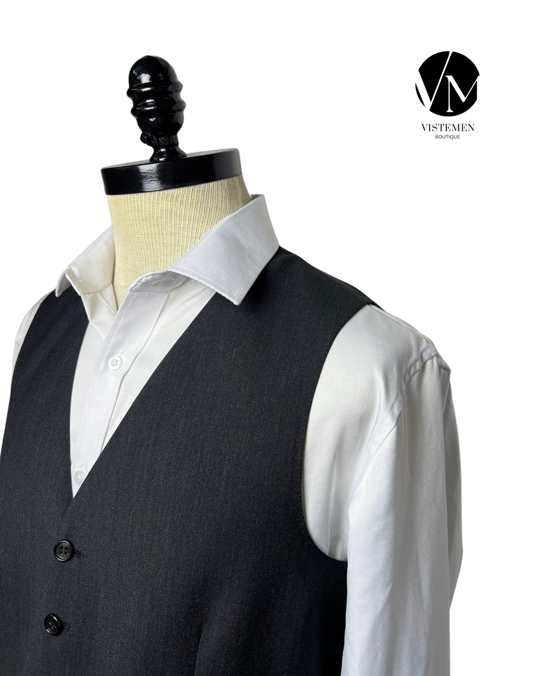 Gilet Negro Wool Blend | Talla M (48) | Clásico Atemporal | Vistemen