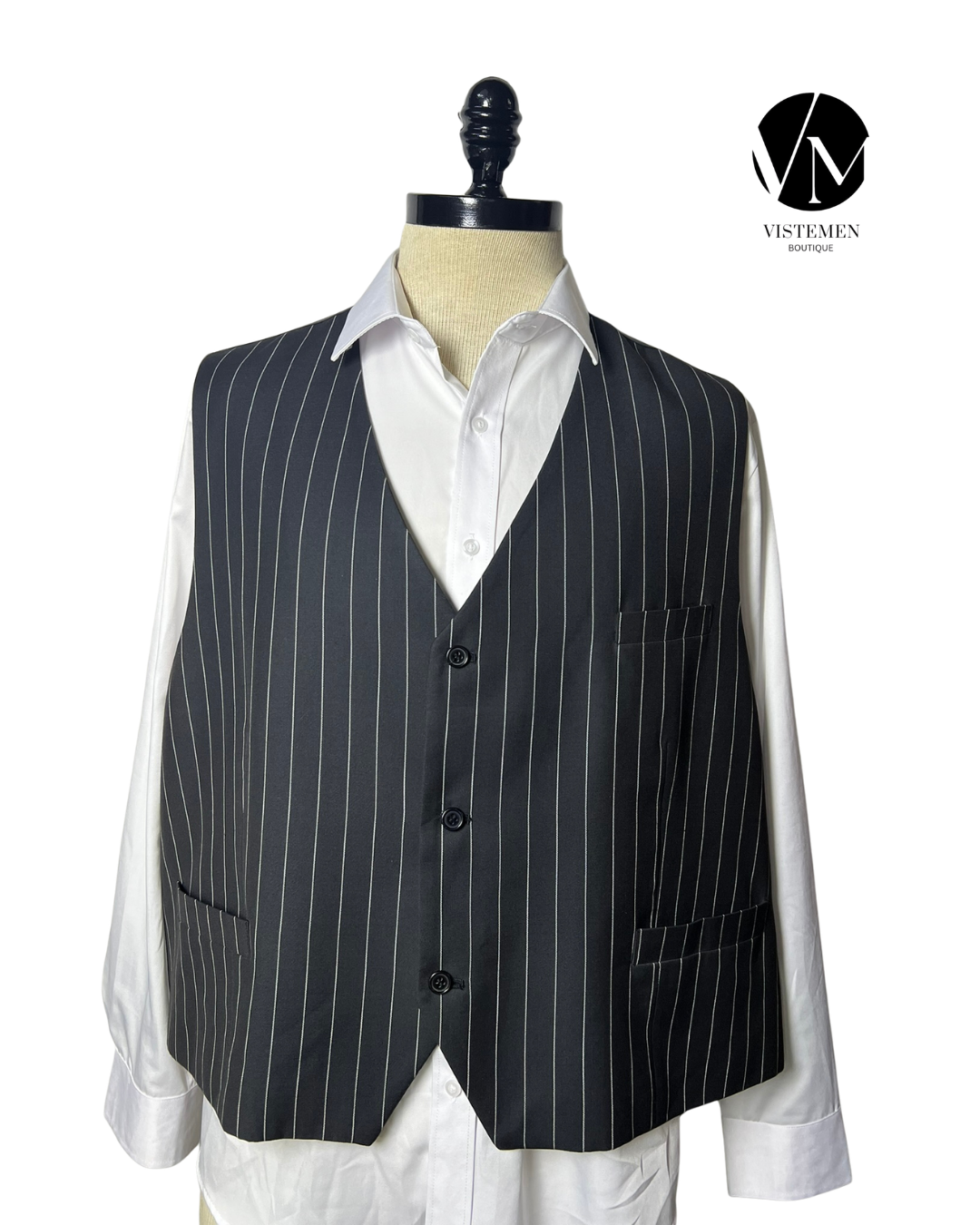 Gilet T4L Negro Rayas | Wool Blend | Talla 6XL (62) | Vistemen