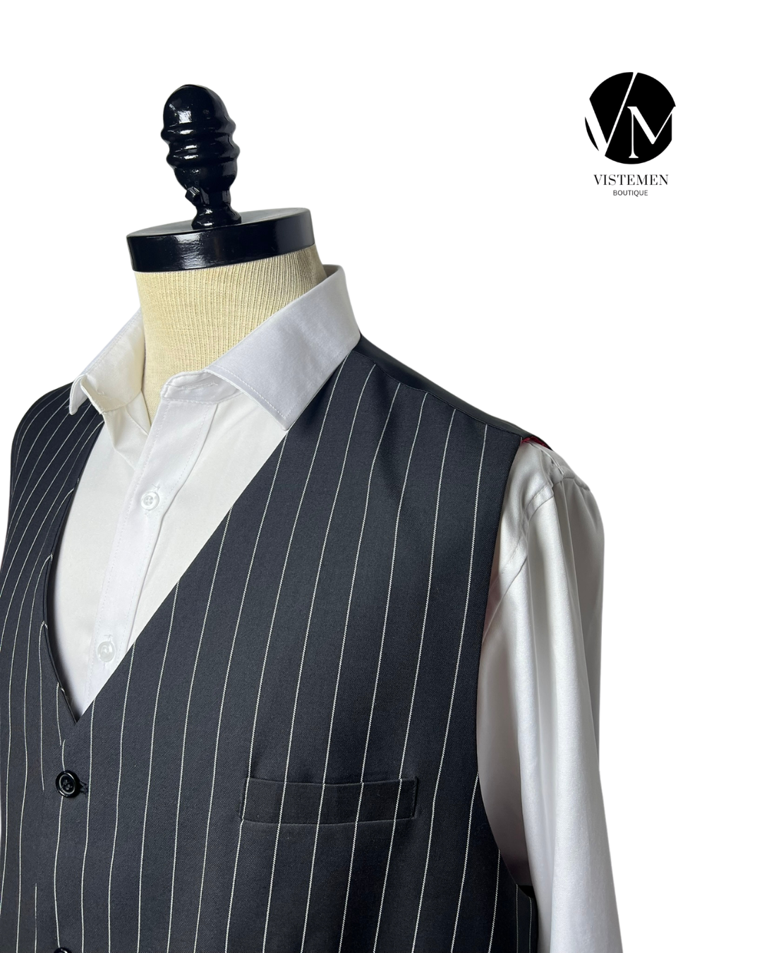 Gilet T4L Negro Rayas | Wool Blend | Talla 6XL (62) | Vistemen