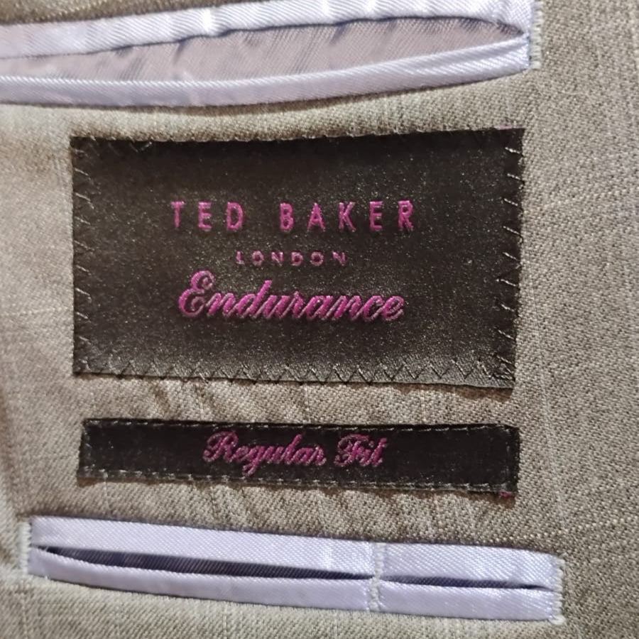 Blazer Ted Baker Gris Cuadrillé - 100% Lana - Prenda Única