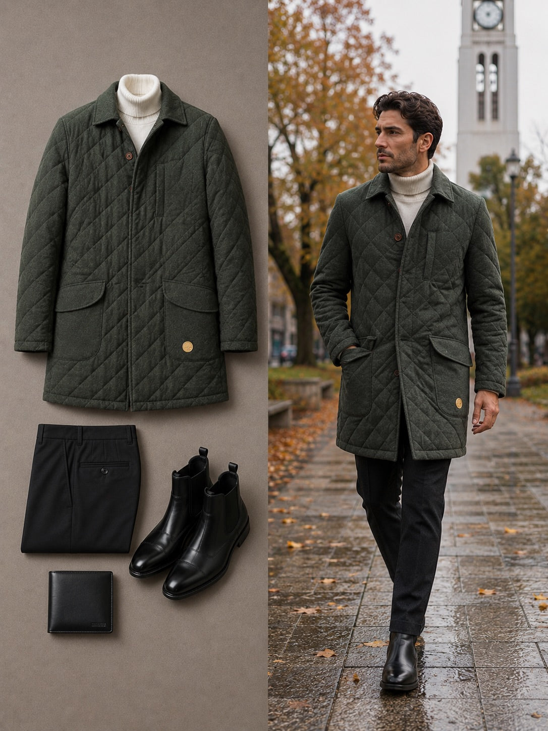 Chaqueta Abrigo Acolchada Empolham Verde Oliva – Talla M (48)