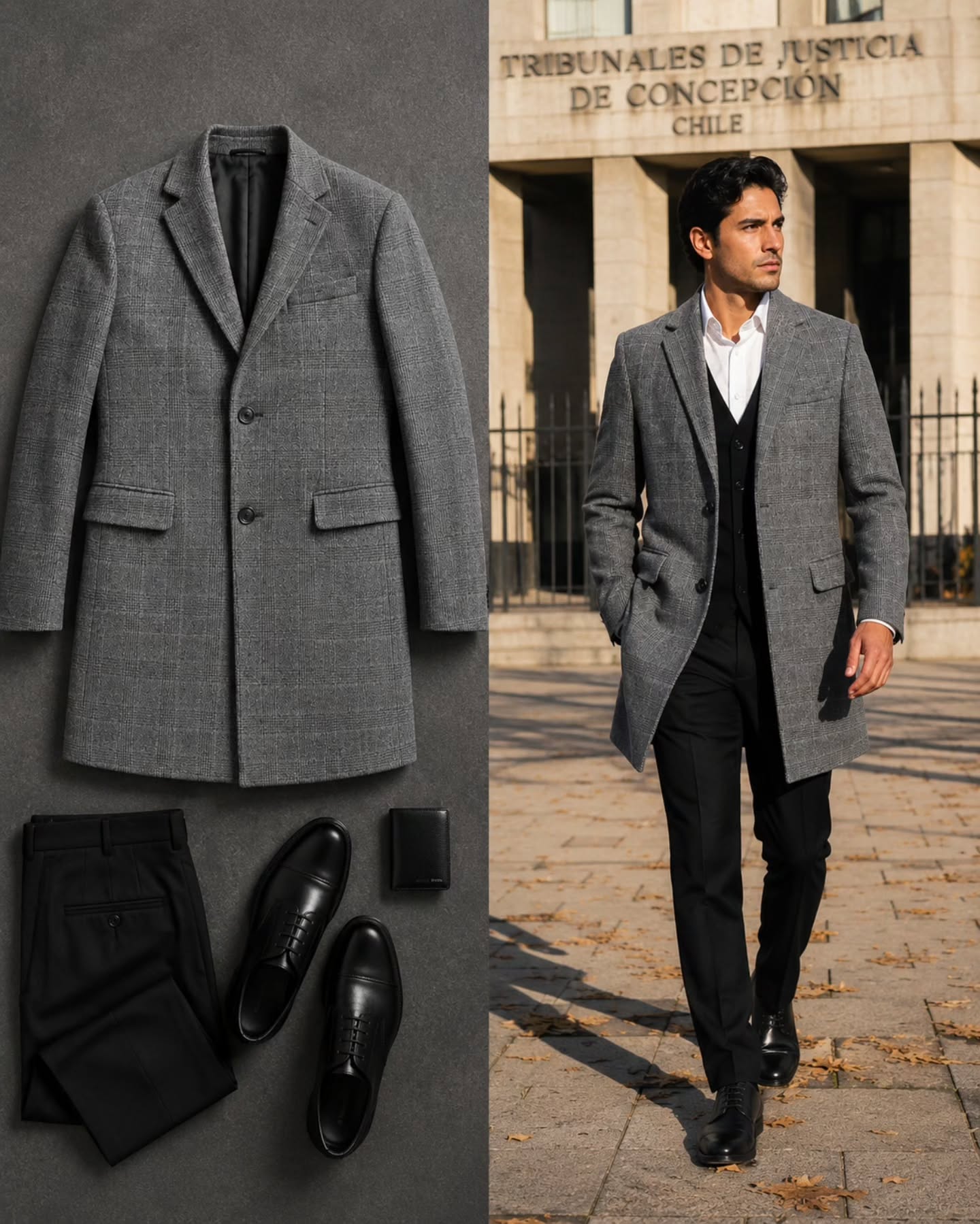 Abrigo Príncipe de Gales Renoma Gris – Talla M (48)