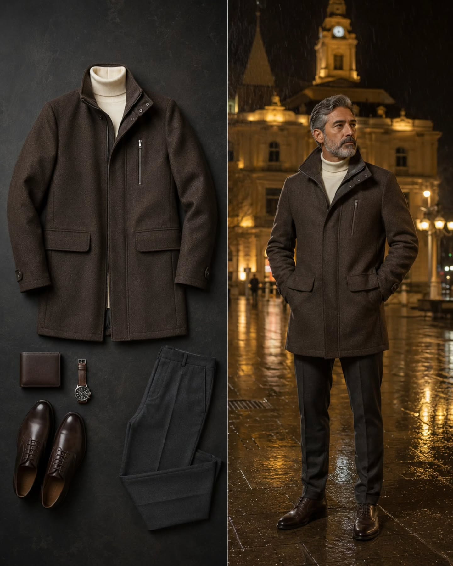 Abrigo Marks & Spencer Café Moro Espiga de Trigo – Talla L (50)