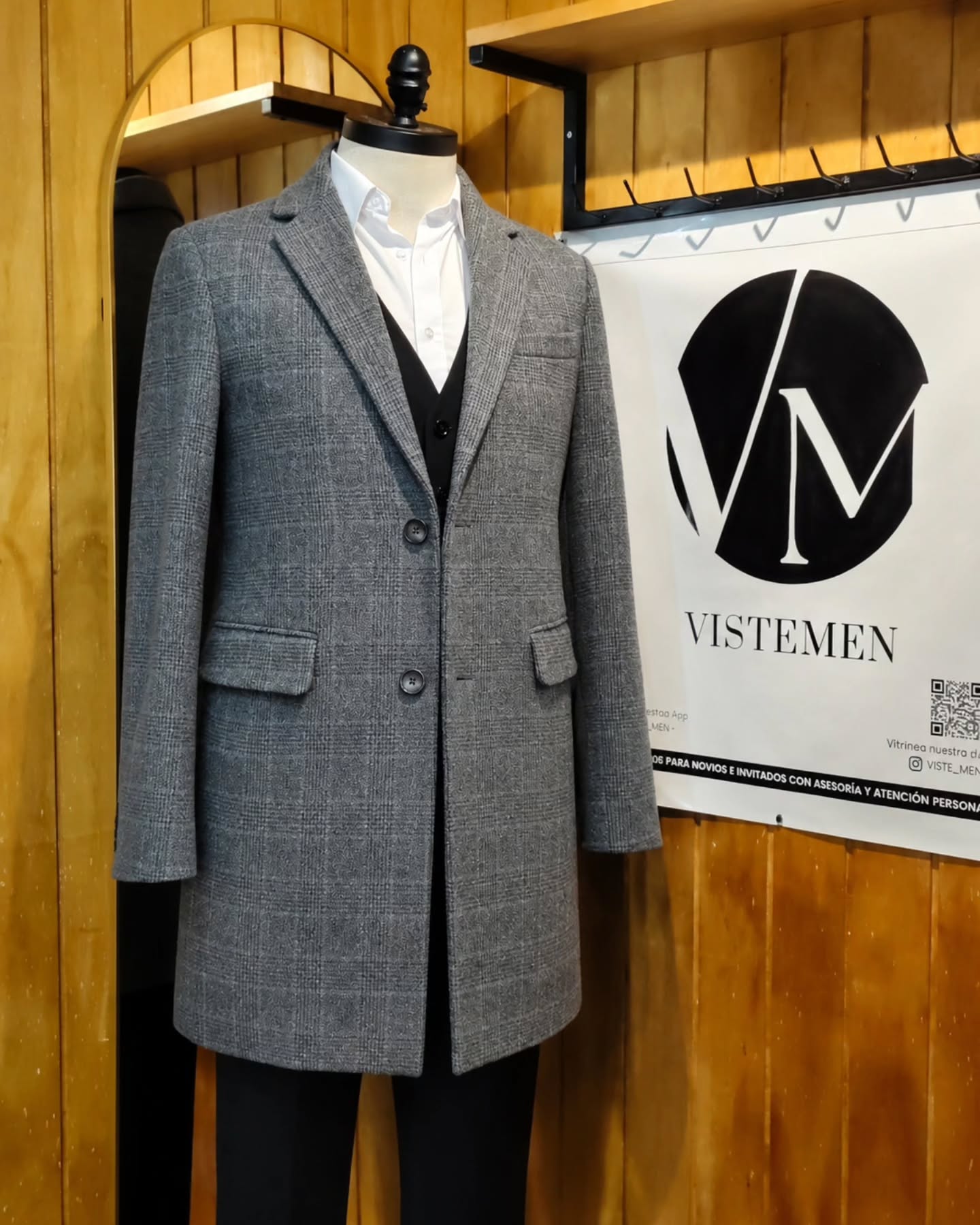 Abrigo Príncipe de Gales Renoma Gris – Talla M (48)