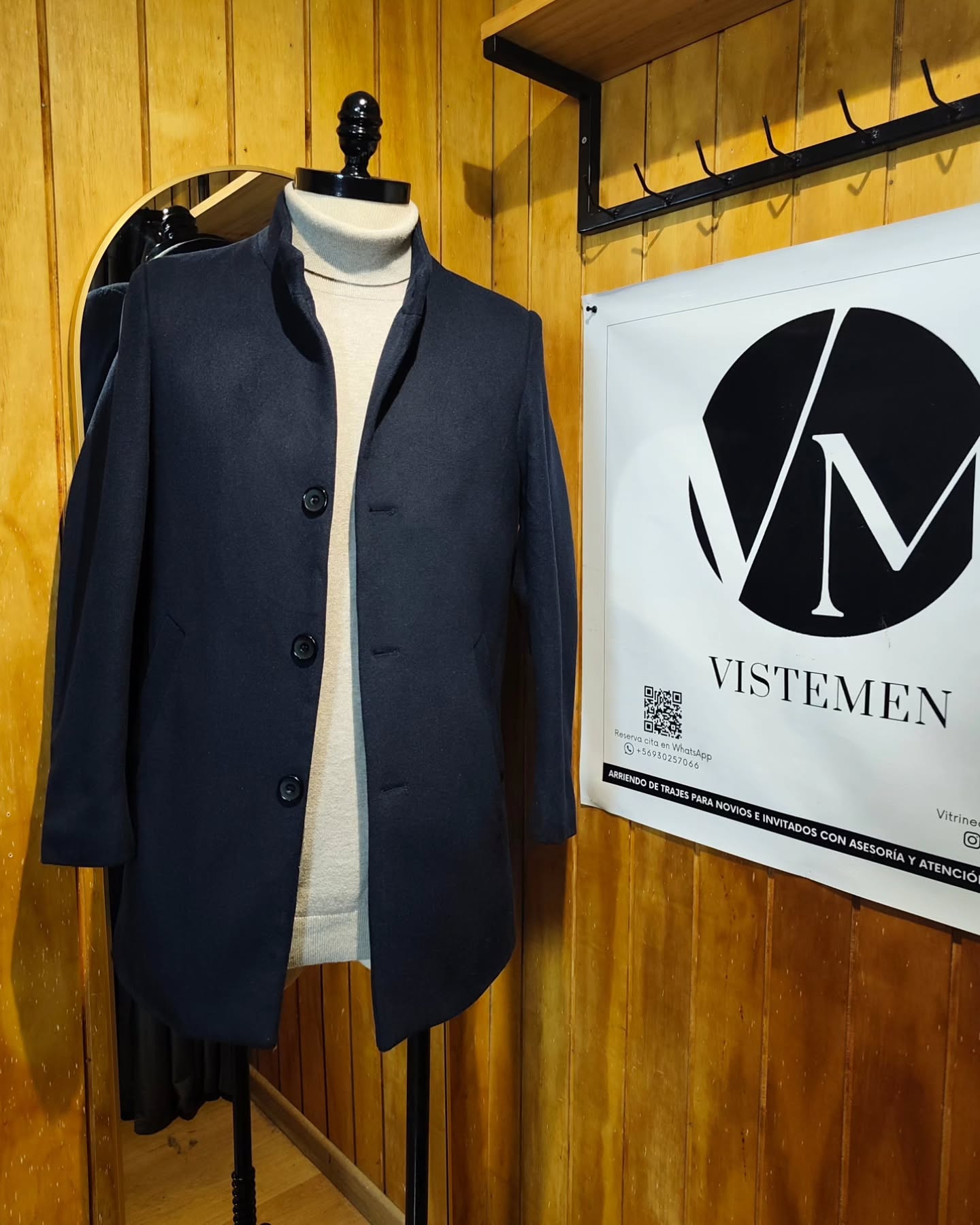 Abrigo Cuello Mao Azul Marino Lana – Talla S (46)