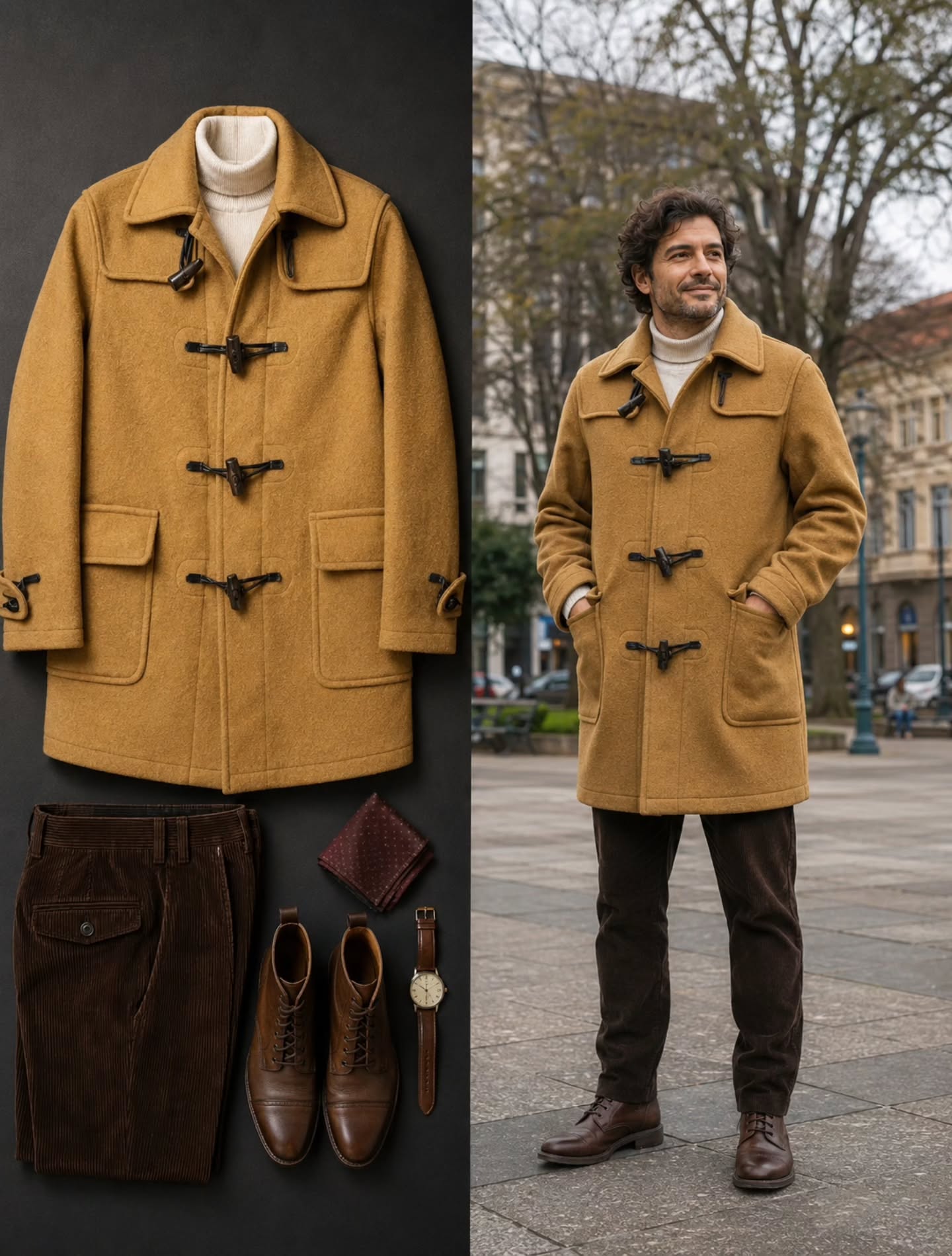 Abrigo Duffle Coat Camel Hazzys – Talla L (50)