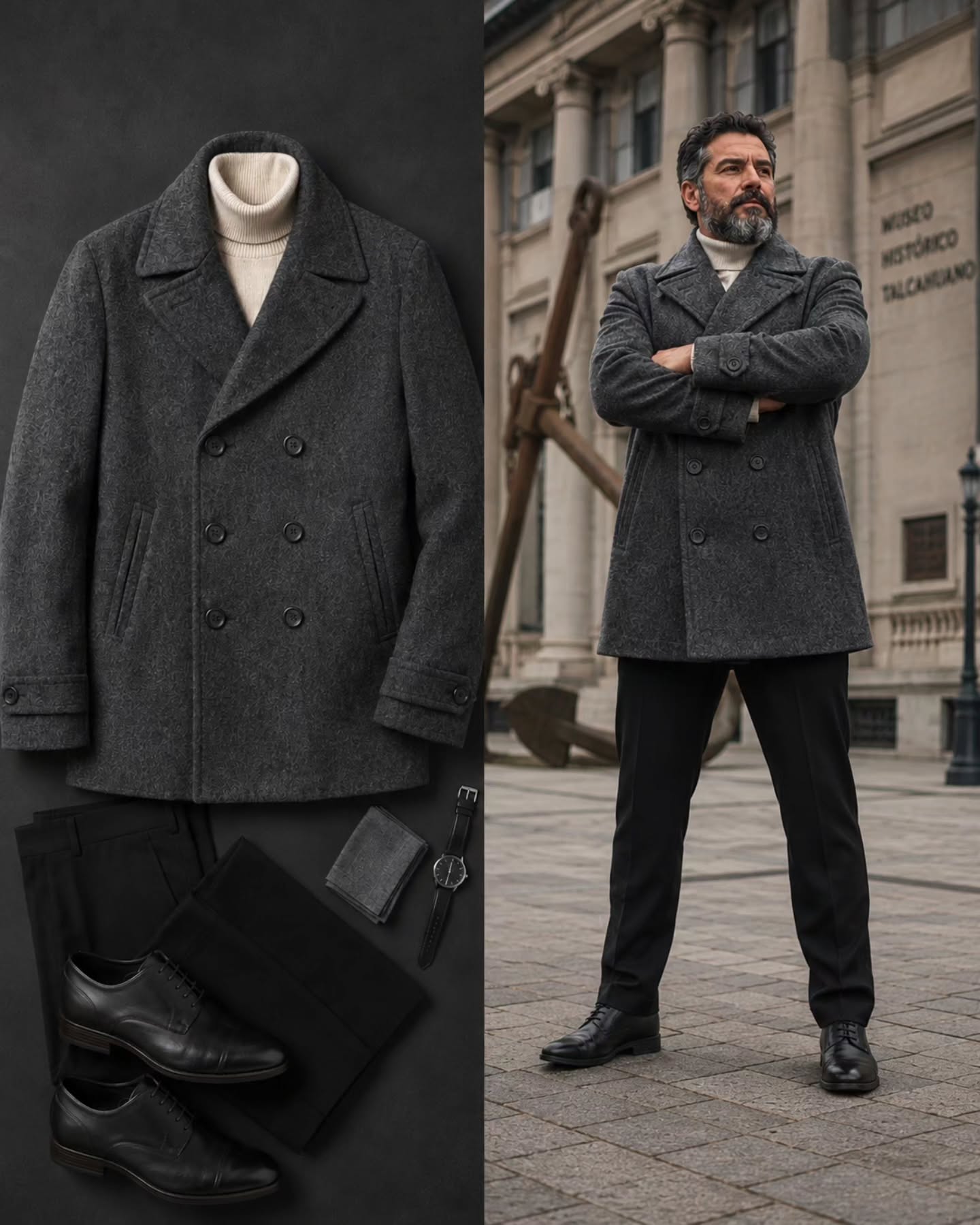 Abrigo Cruzado TU Lana Gris Oscuro – Talla XL (52)